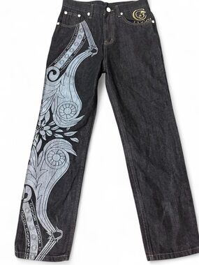 Vintage Coogi Black Jeans with Grey Design